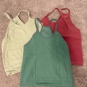 Women's Ribbed Tank Tops - Lime green, Green, and Pink